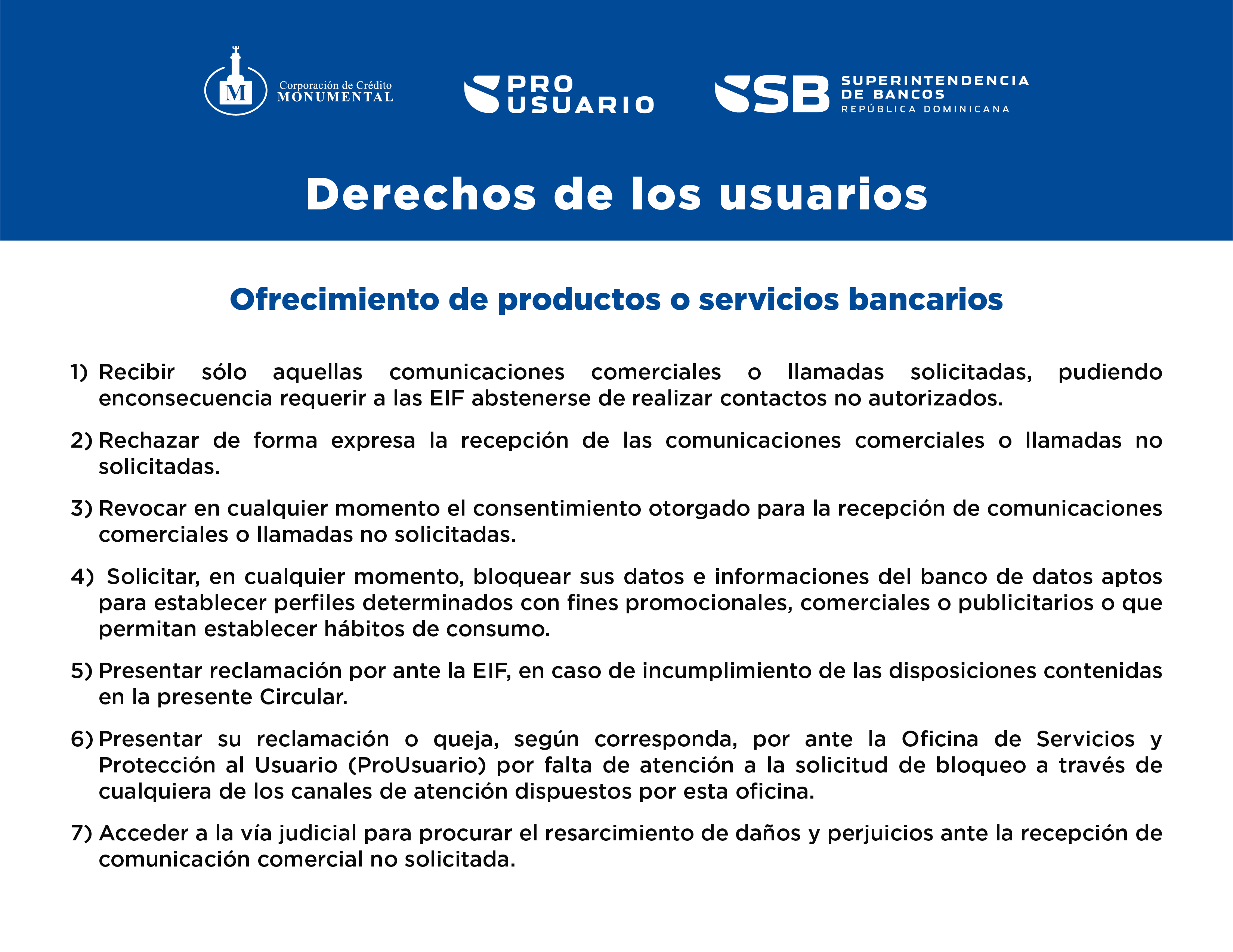 Derechos de los usuarios
